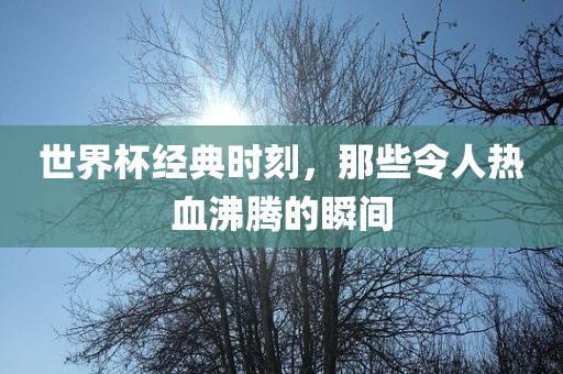世界杯经典时刻，那些令人热血沸腾的瞬间