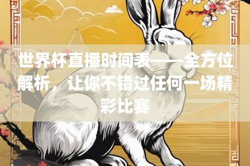 世界杯直播时间表——全方位解析，让你不错过任何一场精彩比赛