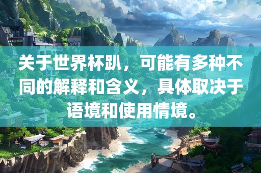 关于世界杯趴，可能有多种不同的解释和含义，具体取决于语境和使用情境。