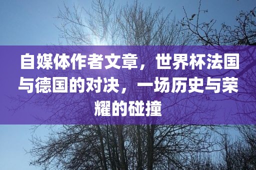 自媒体作者文章，世界杯法国与德国的对决，一场历史与荣耀的碰撞