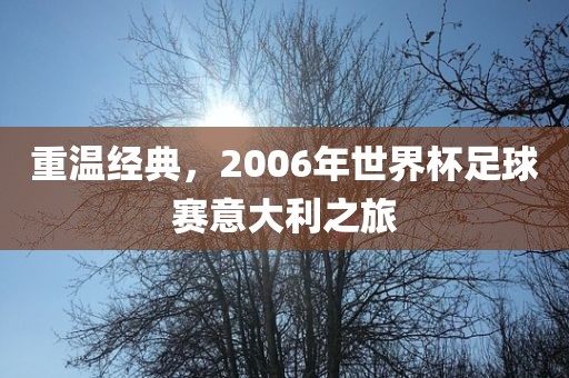 重温经典，2006年世界杯足球赛意大利之旅