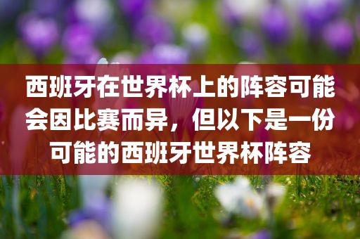 西班牙在世界杯上的阵容可能会因比赛而异，但以下是一份可能的西班牙世界杯阵容