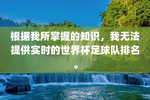 根据我所掌握的知识，我无法提供实时的世界杯足球队排名。