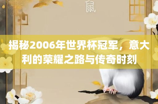 揭秘2006年世界杯冠军，意大利的荣耀之路与传奇时刻
