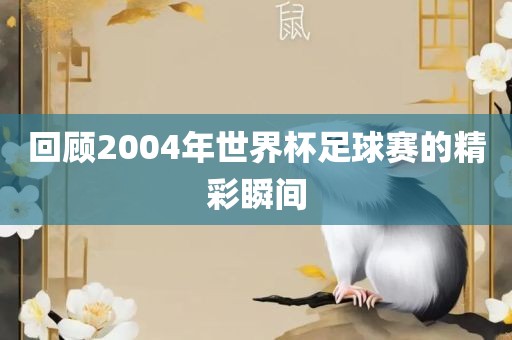 回顾2004年世界杯足球赛的精彩瞬间眉山市正发家政服务有限公司