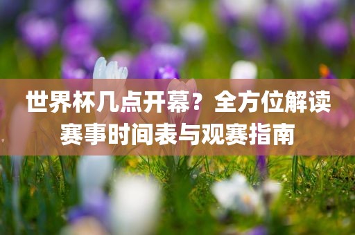 世界杯几点开幕？全方位解读赛事时间表与观赛指南