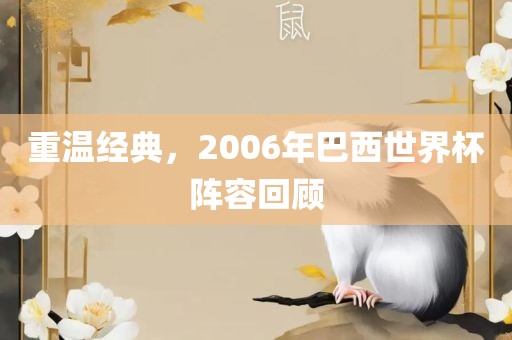 重温经典，2006年巴西世界杯阵容回顾眉山市正发家政服务有限公司