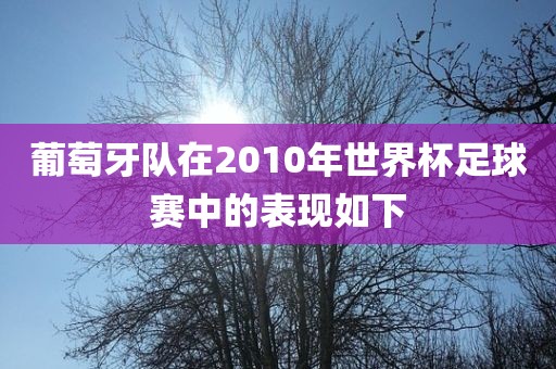 葡萄牙队在2010年世界杯足球眉山市正发家政服务有限公司赛中的表现如下