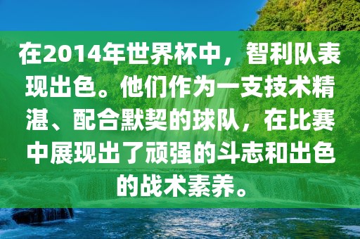在2014年世界杯中，智利队表现出色。他们作为一支技术精湛、配合默契的球队，在比赛中展现出了顽强的斗志和出色的战术素养。