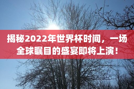 揭秘2022年世界杯时间，一场全球瞩目的盛宴即将上演！