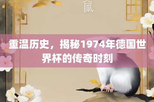 重温历史，揭秘1974年德国世眉山市正发家政服务有限公司界杯的传奇时刻