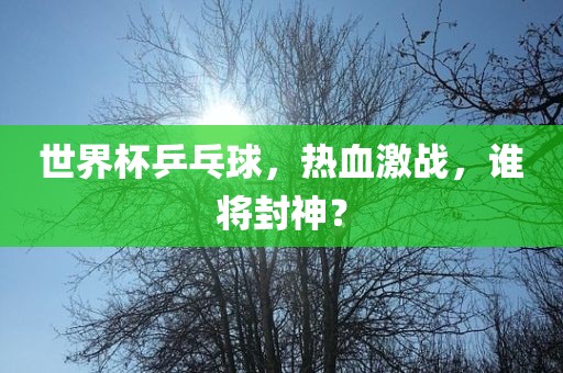 世界杯乒乓球，热血激战，谁将封神？