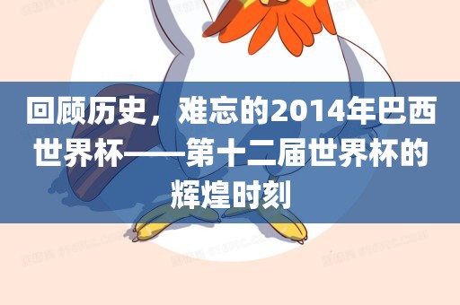 回顾历史，难忘的2014年巴西世界杯——第十二届世界杯的辉煌时刻