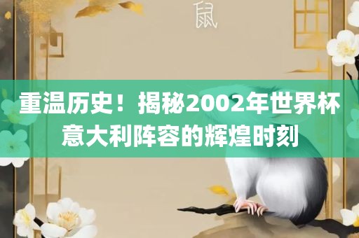 重温历史！揭秘2002年世界杯意大利阵容的辉煌时刻