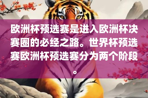 欧洲杯预选赛是进入欧洲杯决赛圈的必经之路。世界杯预选赛欧洲杯预选赛分为两个阶段。