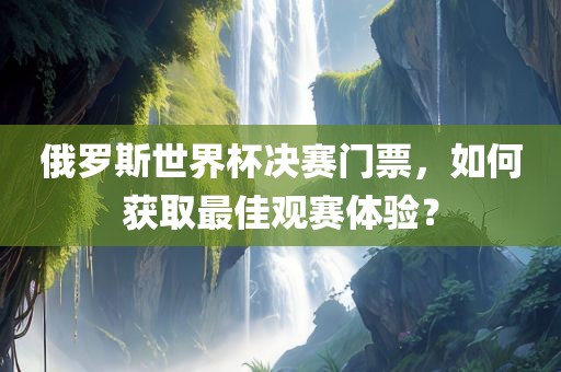 俄罗斯世界杯决赛门票，如何获取最佳观赛体验？