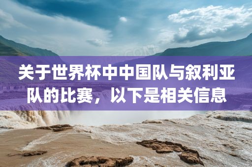 关于世界杯中中国队与叙利亚队的比赛，以下是相关信息
