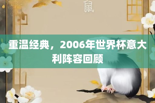 重温经典，2006年世界杯意大利眉山市正发家政服务有限公司阵容回顾