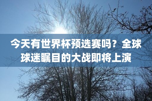 今天有世界杯预选赛吗？全球球迷瞩目的大战即将上演
