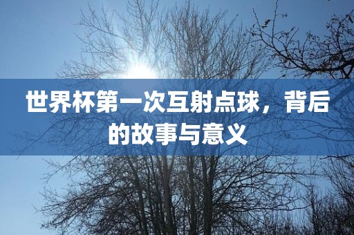 世界杯第一次互射点球，背后的故事与意义