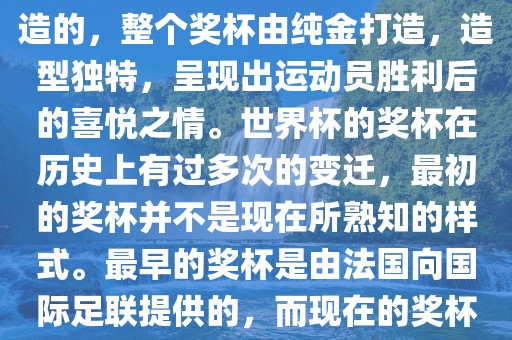 世界杯的杯来源于为了纪念雷米特，同时也是为了鼓励足球运动的发展，国际足联将这一荣誉奖杯命名为雷米特杯。其最初是由法国雕刻家设计并创造的，整个奖杯由纯金打造，造型独特，呈现出运动员胜利后的喜悦之情。世界杯的奖杯在历史上有过多次的变迁，最初的奖杯并不是现在所熟知的样式。最早的奖杯是由法国向国际足联提供的，而现在的奖杯是在多次设计之后最终确定的。因此，世界杯的杯来源于对足球运动的纪念和鼓励，同时也是经过多次设计和改进而成的。