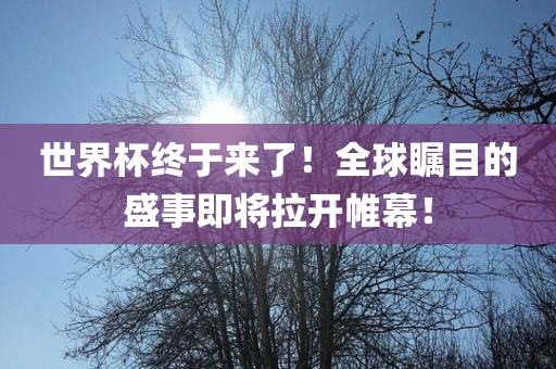 世界杯终于来了！全球瞩目的盛事即将拉开帷幕！