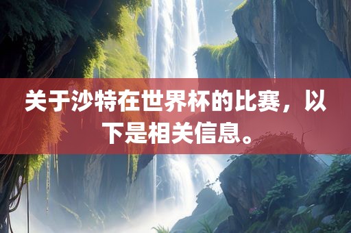 关于沙特在世界杯的比赛，以下是相关信息。