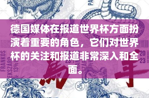 德国媒体在报道世界杯方面扮演着重要的角色，它们对世界杯的关注和报道非常深入和全面。