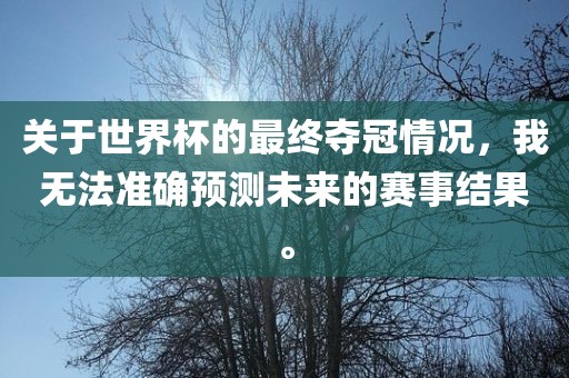 关于世界杯的最终夺冠情况，我无法准确预测未来的赛事结果。