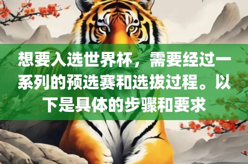 想要入选世界杯，需要经过一系列的预选赛和选拔过程。以下是具体的步骤和要求