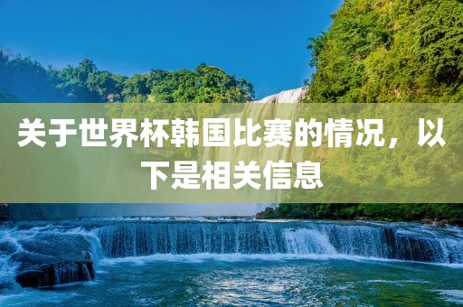 关于世界杯韩国比赛的情况，以下是相关信息